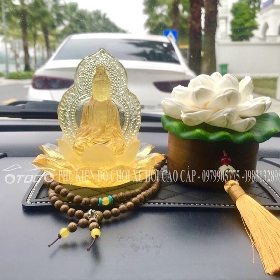 Tượng Phật Bà Quan Âm Tọa Đài Sen Ngọc Lưu Ly Cao Cấp