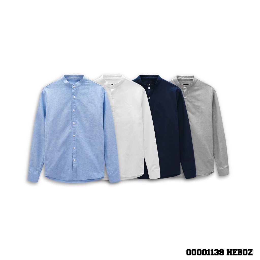 Sơ mi cổ trụ nam Heboz 4 màu , vải oxford cao cấp ít nhăn , form slimfit tôn dáng - 00001139