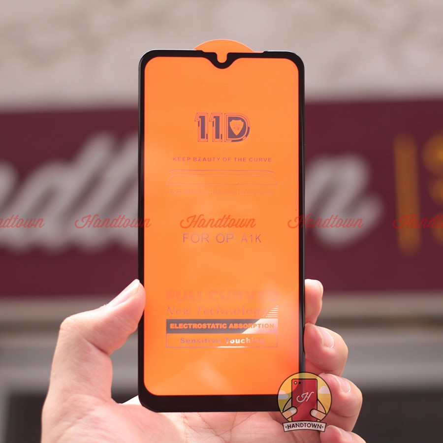 Kính Cường Lực 11D Realme C2 / Oppo A1k Full Màn Đen MIETUBL