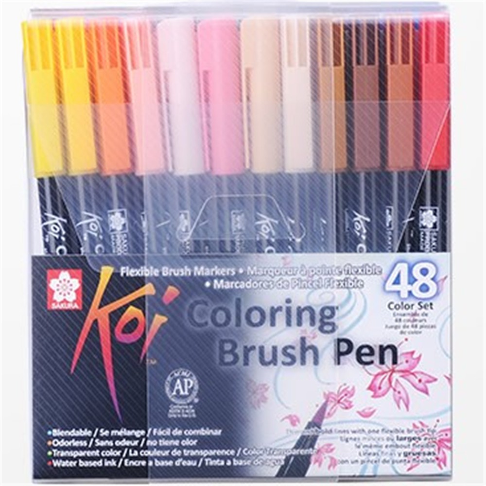 [ TÂM TÂM ]-Bút cọ màu nước sakura bộ 48 màu, KOI COLORING BRUSH-