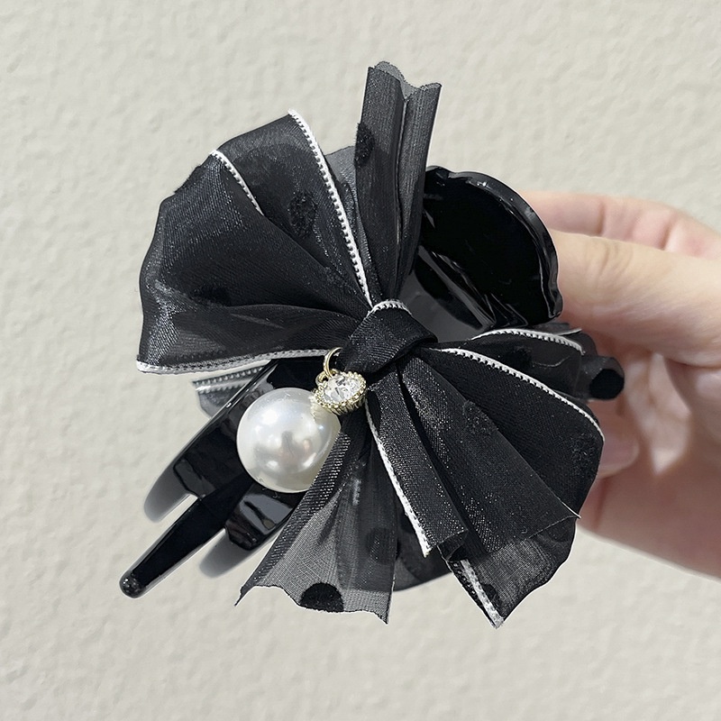 Kẹp Tóc Nơ Đính Ngọc Trai Xinh Xắn Theo Phong Cách 2022 Dành Cho Nữ