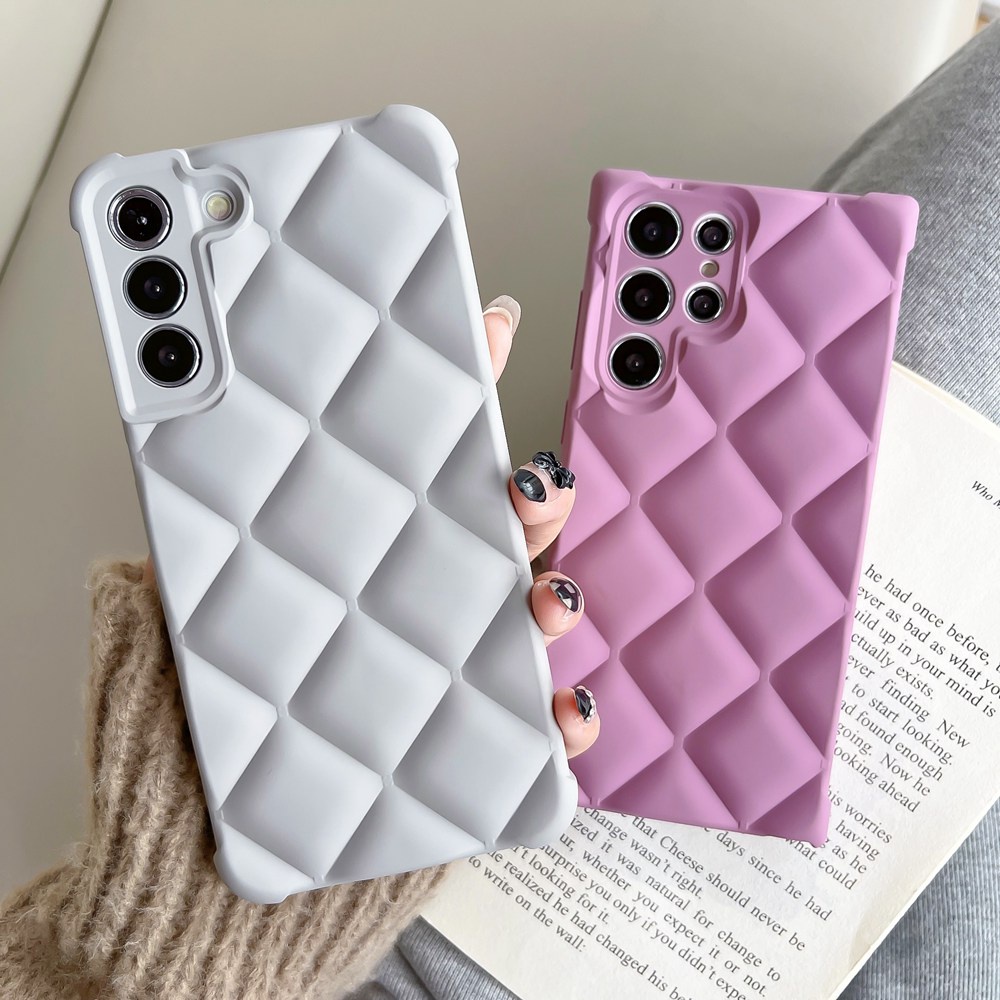 Ốp Điện Thoại Silicon Mềm Mặt Nhám Họa Tiết Kẻ Ô 3D Cho Samsung Galaxy S22 Ultra S21 Plus