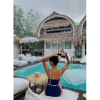 [Ảnh thật] Bikini một mảnh xanh navy
