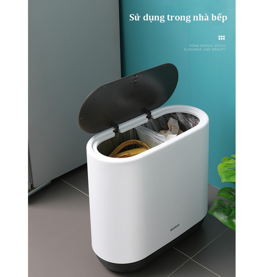 THÙNG ĐỰNG RÁC ECOCO THÔNG MINH ẤN NẮP ĐẬY DUNG TÍCH 10L | BigBuy360 - bigbuy360.vn