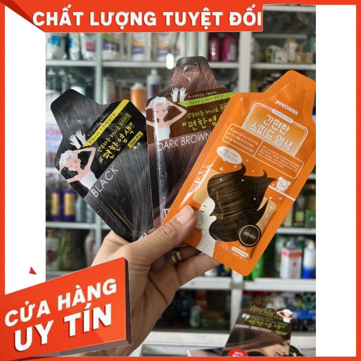 GỘI KHÔ ,GỘI THẢO DƯỢC PHỦ BẠC 100% PYEONAN,-PREMIUM- đen _ nâu đen  - NÂU SÁNG- hàn quốc pyeonan- KHÔNG KHÔ TÓC -GIŨ MA