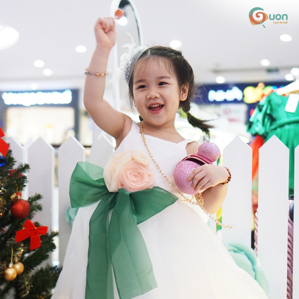 Đầm công chúa bé gái 6-11kg vải voan cao cấp Linh Ngân màu hồng - GUON