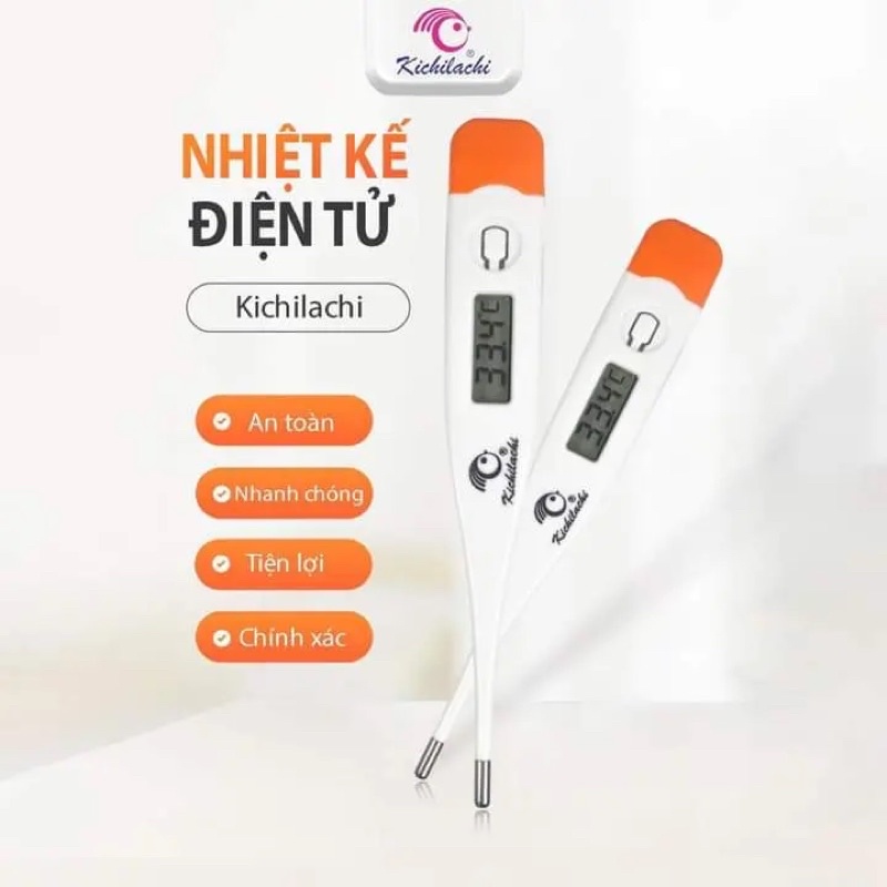 Nhiệt Kế Điện Tử Đầu Cứng Có Báo Hiệu Khi Sốt Kichilachi Cho Bé Kẹp Nách An Toàn Đo Chuẩn Xác