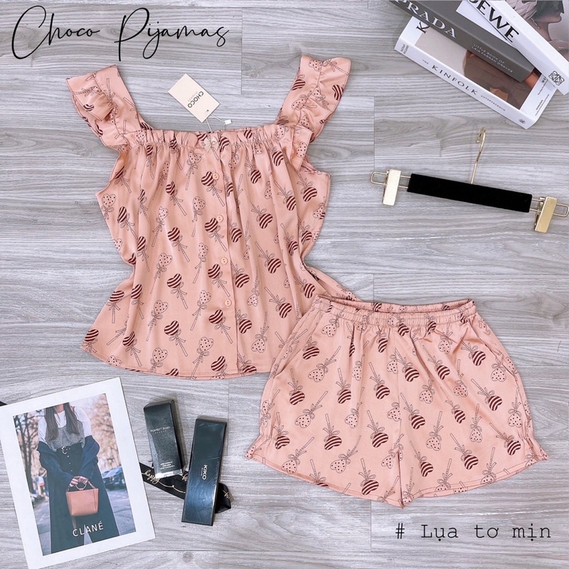 Bộ lụa hai dây bộ mặc nhà đẹp bộ ngủ cao cấp hãng choco