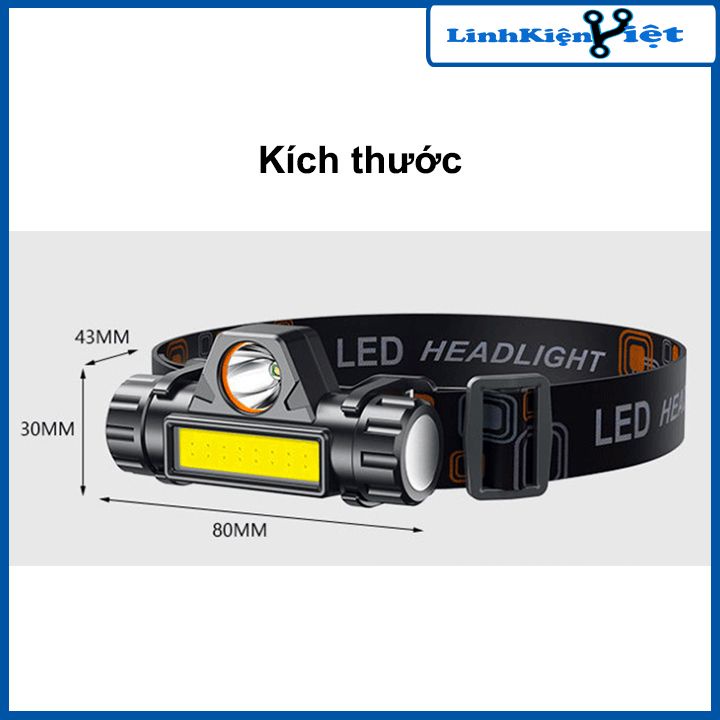 Đèn pin đội đầu mini L1898 siêu sáng 3 chức năng chống nước