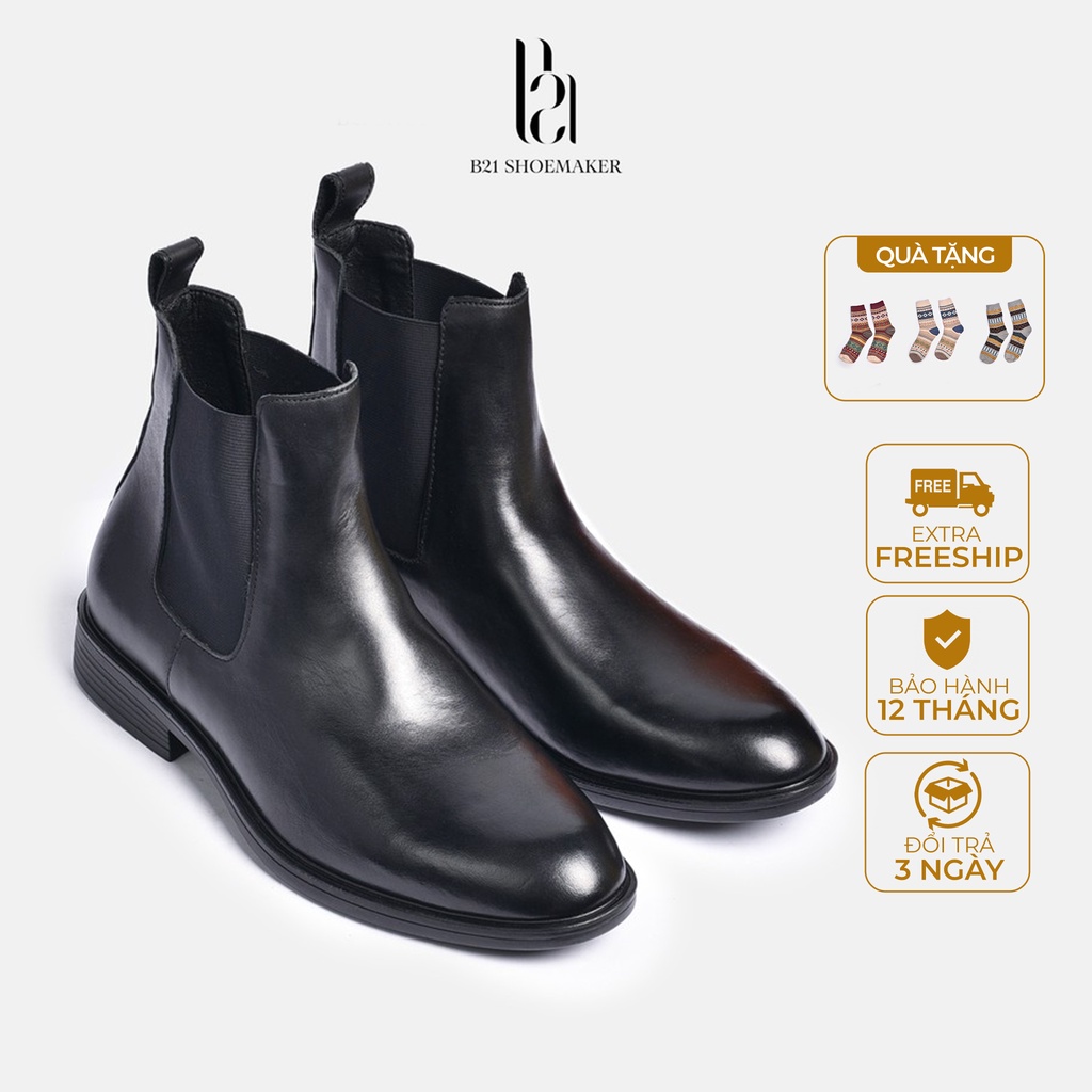 Giày Da Chelsea Boot B21 Shoemaker Cổ Cao Nam Công Sở Đế Cao Tăng Chiều Cao Da Bò Thật Classic Retro Vintage Full Box