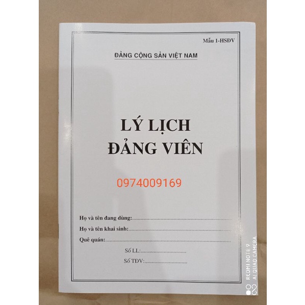 Lý lịch đảng viên Mẫu 1 - HSDV