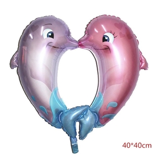Bong Bóng Lá Nhôm 40cm Hình Trái Tim / Cá Heo Hoạt Hình Trang Trí Tiệc Sinh Nhật