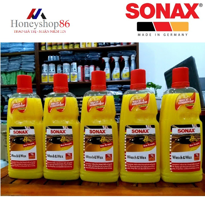 Nước Rửa Xe Kết Hợp 2 IN 1 Wax Bóng Sơn Sonax Wash & Wax 1000ml 313341  HONEYSHOP86