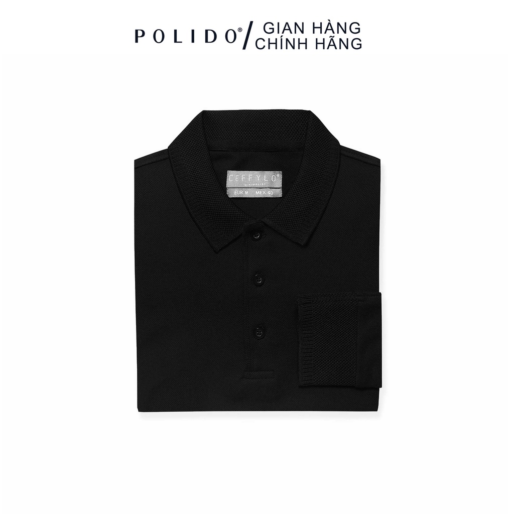 Áo Polo Nam Dài Tay Trơn Basic CEFFYLO Màu Đen Chuẩn Style Thanh Lịch | BigBuy360 - bigbuy360.vn