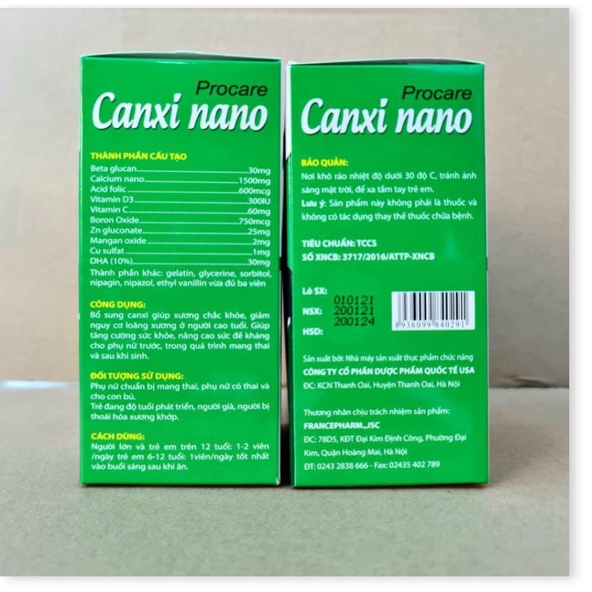 Procare Canxi nano pregnancy giúp bổ sung canxi cho phụ nữ chuẩn bị mang thai, có thai và cho con bú - Hộp 30 viên