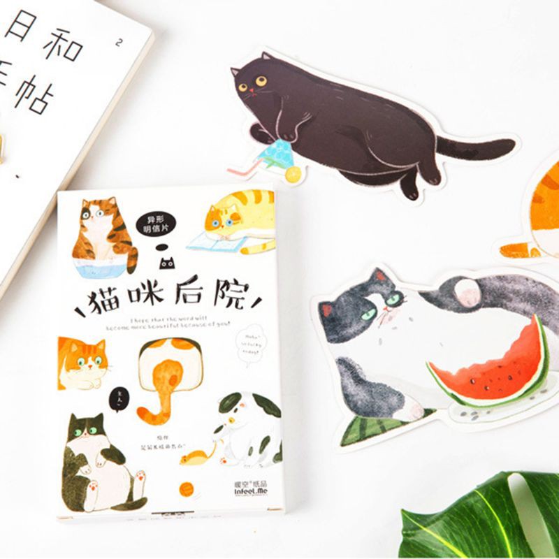 Bưu Thiếp Vẽ Tay Hình Mèo Dễ Thương Phong Cách Graffiti Thẻ