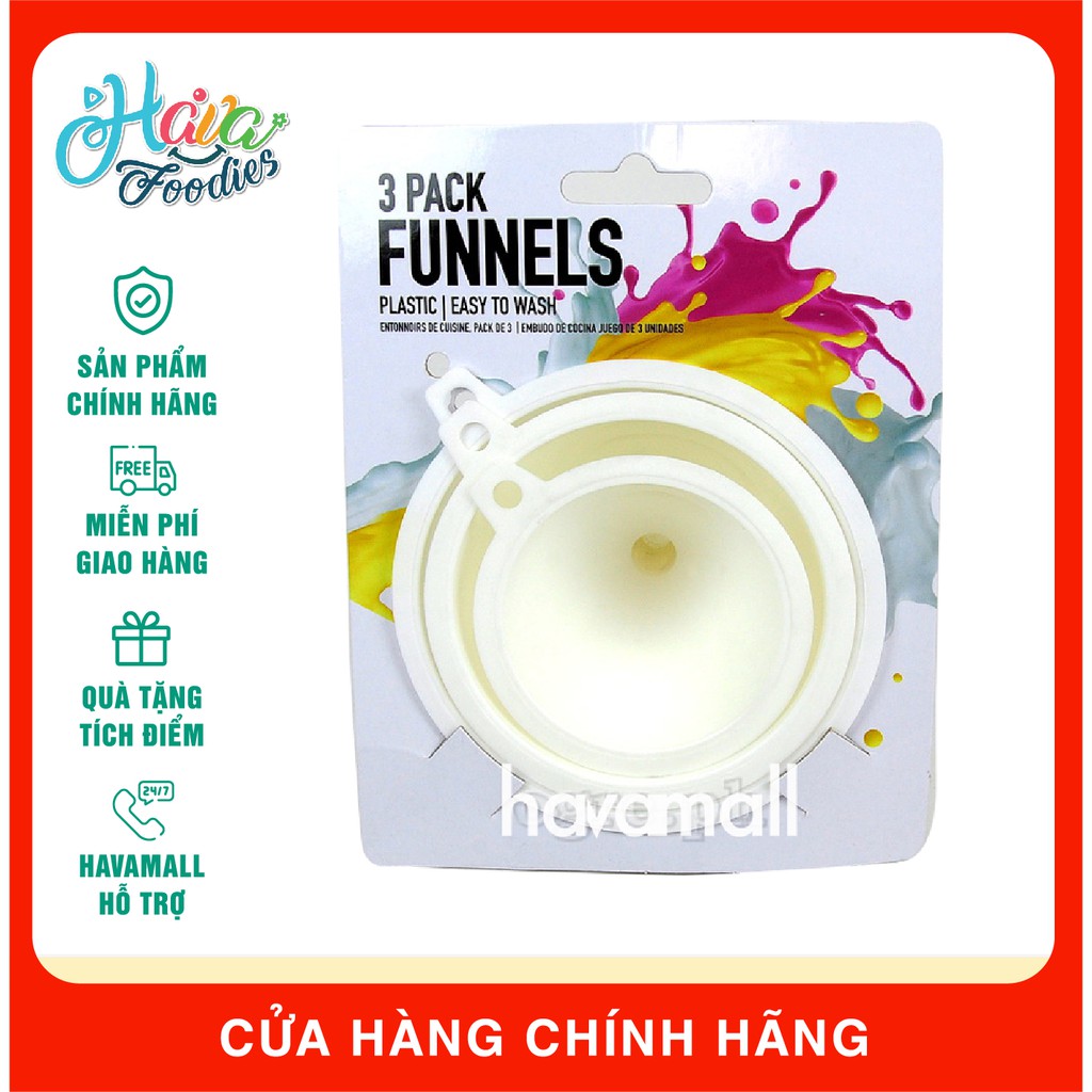 Phễu Nhựa Màu Trắng Có Tay Cầm Bộ 3 Cái Uncle Bills