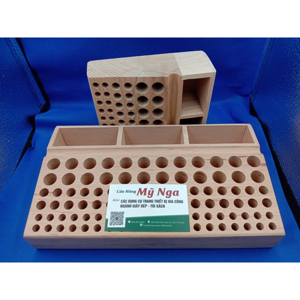 Khay gỗ đựng dụng cụ tiện lợi ngành da handmade