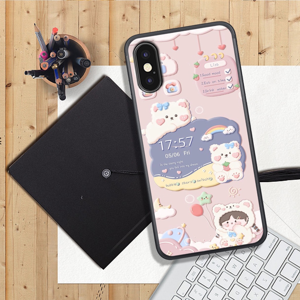 Ốp Lưng IPHONE X/XS - XR - XSMAX, In Hình Gấu Cute, màu sắc bắt mắt.