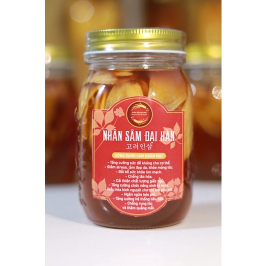 Nhân sâm HQ ngâm mật ong, bình 850 gr giúp bồi bổ, hồi phục sau bệnh, khoẻ khoắn, đẹp da,chống lão hoá...