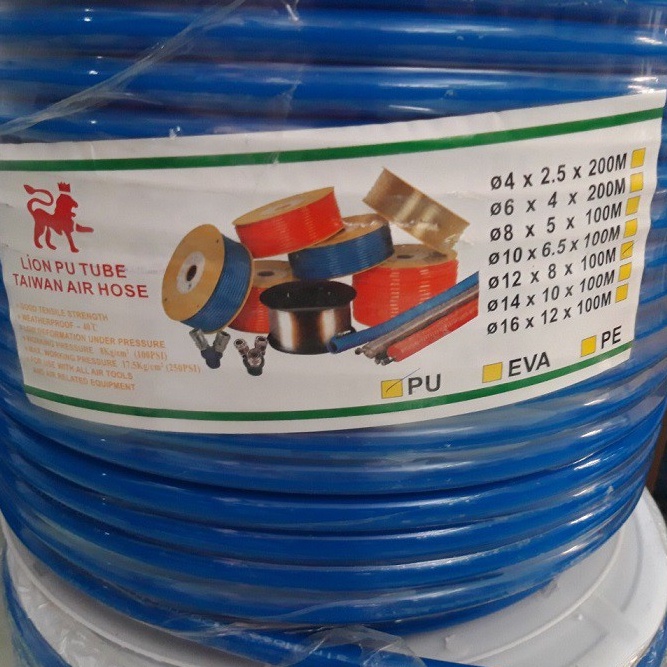 Cuộn 100m- dây hơi PU khí nén 12ly (12x8mm) màu xanh