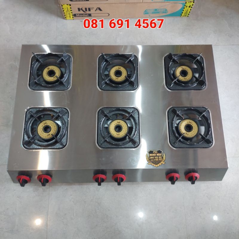 Bếp khè bế công nghiệp 6 lò khè siêu mạnh tùy chỉnh