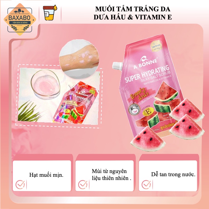 MUỐI TẮM CẤP ẨM - TẨY TẾ BÀO CHẾT SUPER HYDRATING - DƯA HẤU && VITAMIN E 350GR  - CHÍNH HÃNG C.A.C THÁI LAN