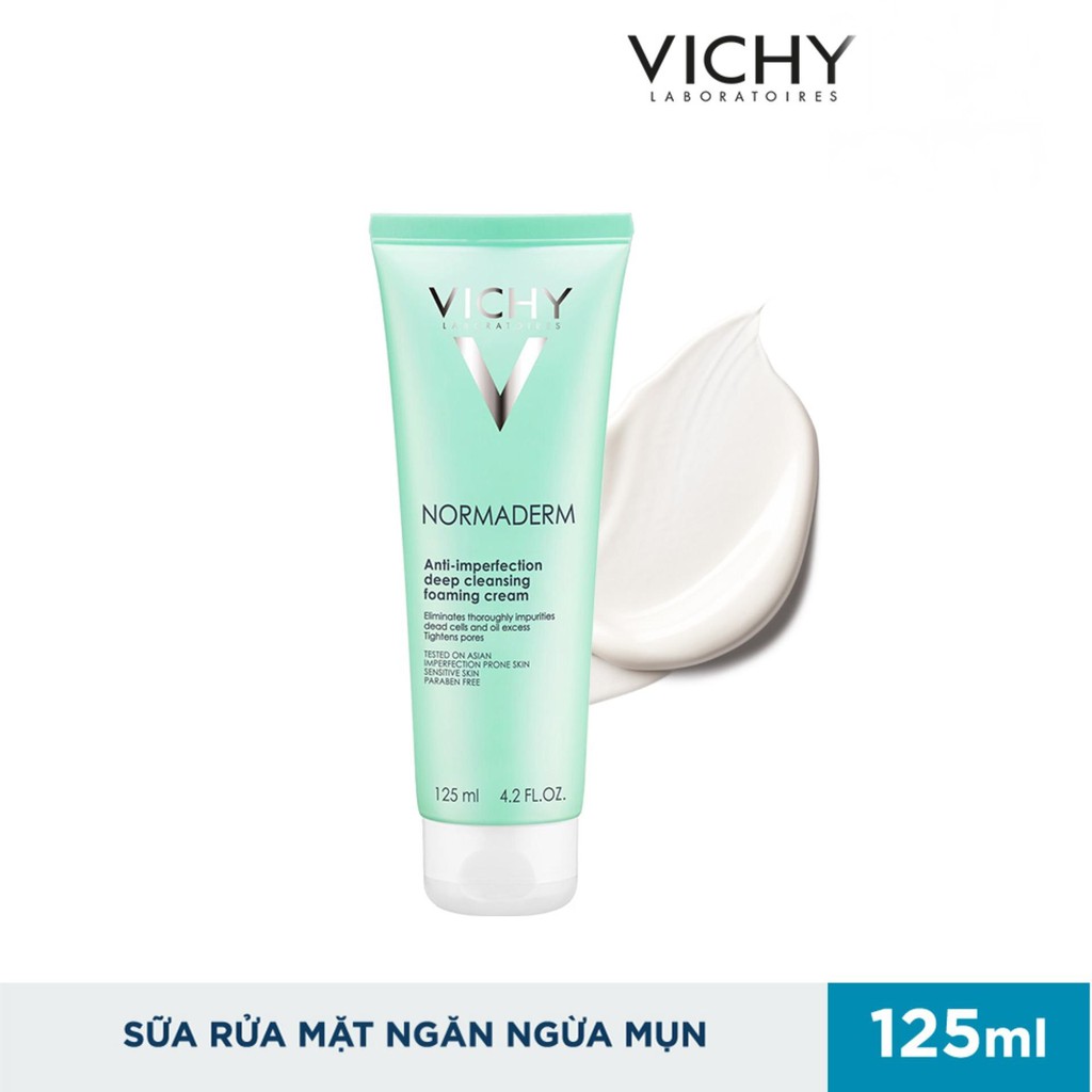 VICHY CHÍNH HÃNG- SỮA RỬA MẶT NGĂN NGỪA MỤN SE KHÍT LỖ CHÂN LÔNG NORMADERM ANTI 125ML