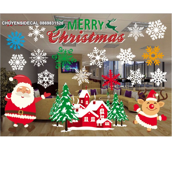 Decal trang trí tường Noel - Biệt thự Đỏ đón lễ cùng nhau