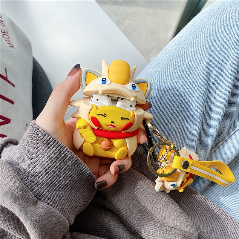 Bao airpod  vỏ airpod Pikachu vàng loại dầy chất lượng cao cho airpod 1/2/pro