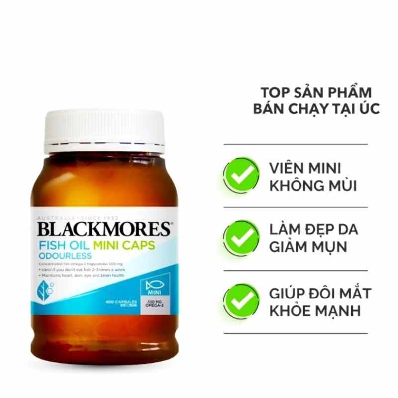 Dầu Cá không mùi Blackmores Odourless Fish Oil mini cap 1000g - Hộp 400 viên