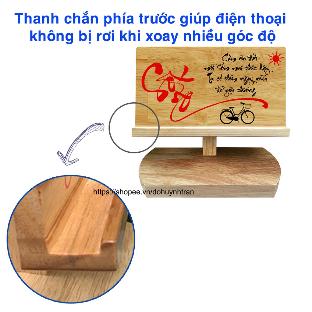 Giá đỡ điện thoại bằng gỗ (chữ Sống)