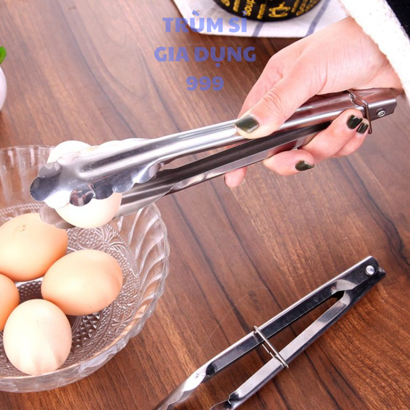 kẹp gắp thức ăn có khóa gài bằng inox, dụng cụ kẹp gấp thức ăn, gắp đá , gắp nóng, gắp đồ nướng cho gia đình mini