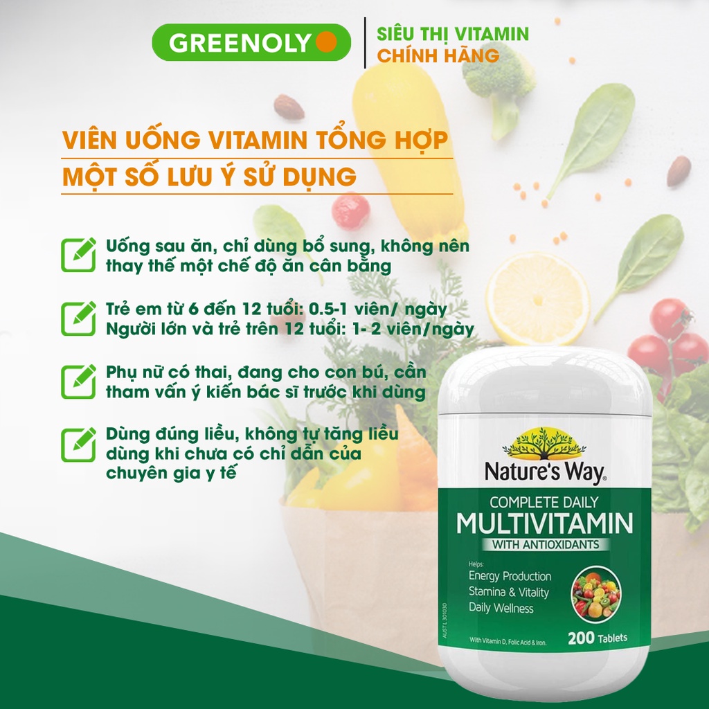 Vitamin Tổng Hợp Nature’s Way Complete Daily Multivitamin 200 Viên - Greenoly phân phối chính hãng
