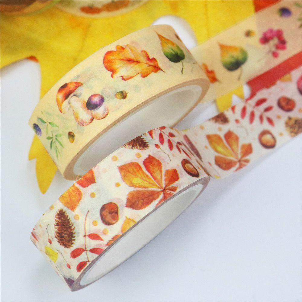 LAYOR1 Bộ 10 Cuộn Băng Keo Washi Hình Lá Rơi Chất Lượng Cao DIY