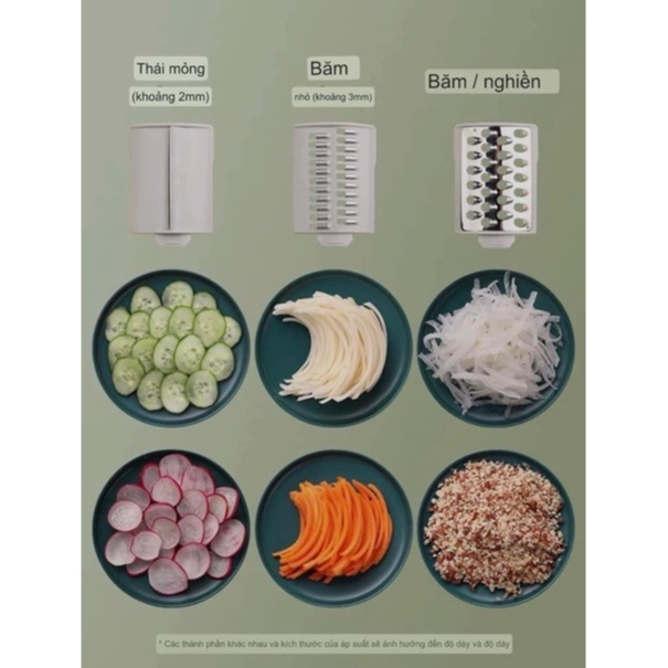 Máy Thái Lát Rau Củ Đa Năng Kèm 6 Lưỡi Dao Cắt - Thái Lát Bào Cắt Củ Quả