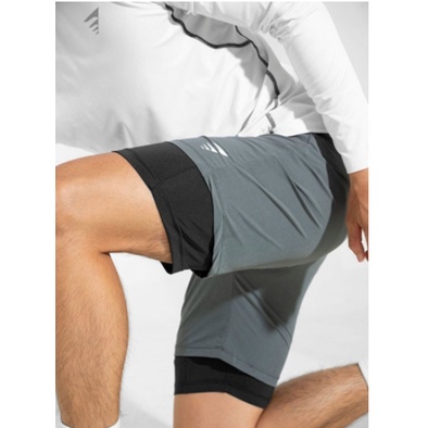 Quần SHORT thể thao 2 LỚP Alpha-X Đen