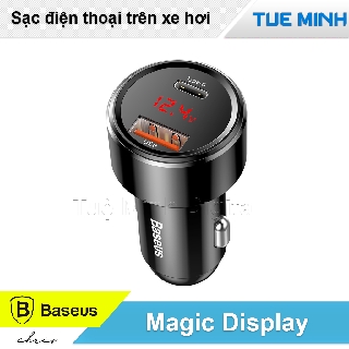 Sạc 02 cổng 45W USB A và Type C trên xe hơi Baseus Magic PPS Digital Display Intelligent Dual Quick Charge