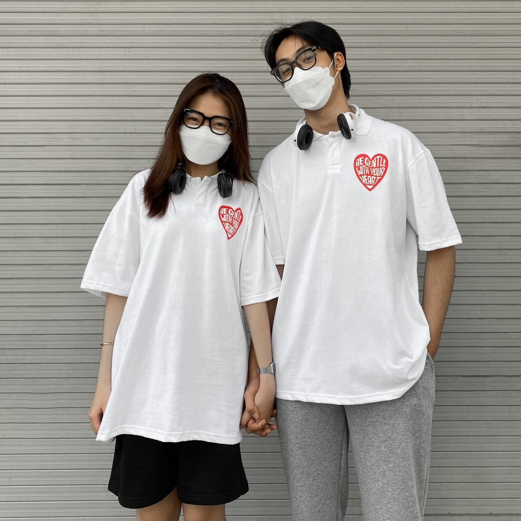 ÁO THUN FF FORM RỘNG POLO BE GENTLE WITH YOUR HEART TEE, VẢI THUN 2 CHIỀU COTTON 250GSM