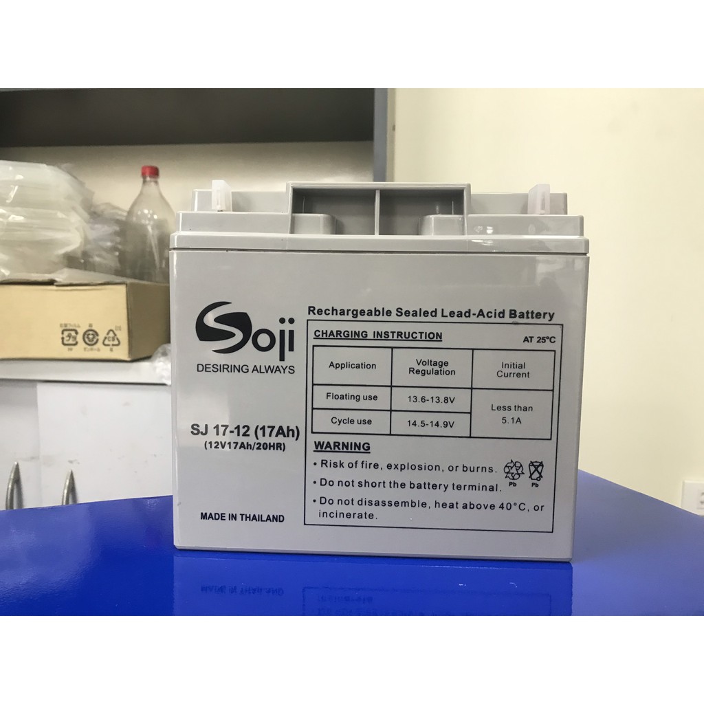 Ắc quy Soji nhập khẩu Thái Lan 12V 17Ah chuyên dụng cho UPS, NLMT
