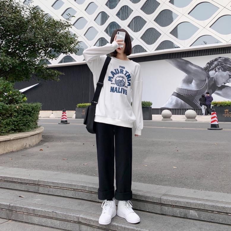 Quần jean ống rộng cạp cao ulzzang, kiểu dáng baggy nữ ống suông, quần bò nữ ống suông rộng