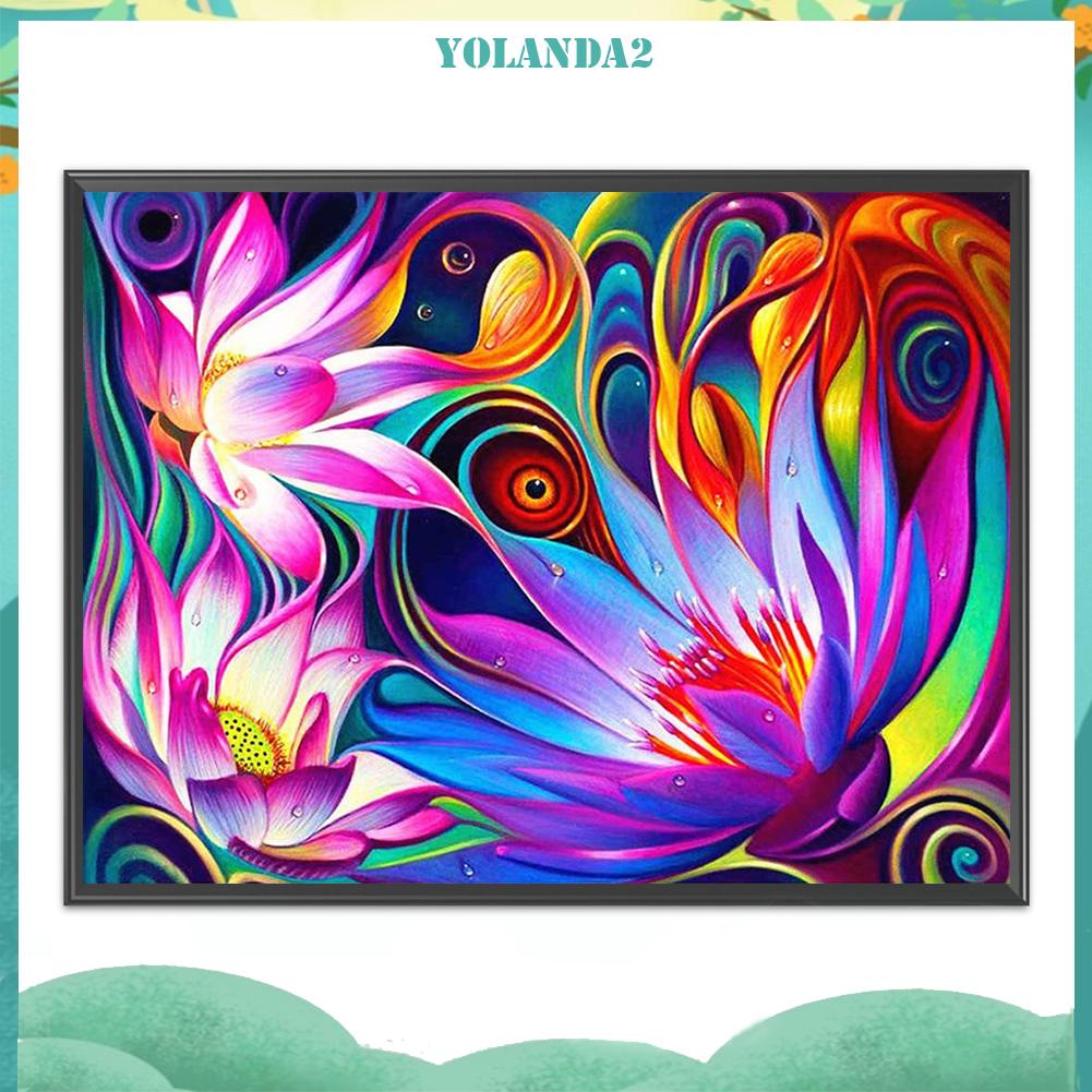 (canvas no printing)  Toàn Bộ Tranh Thêu Chữ Thập Họa Tiết Hoa Sen 11CT