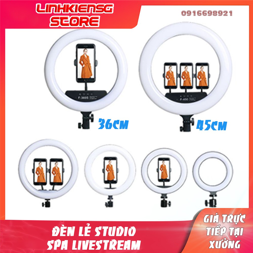 Đèn Lẻ 45cm 3 Kẹp Livestream Ring Spa Studio Có Sạc Điện Thoại