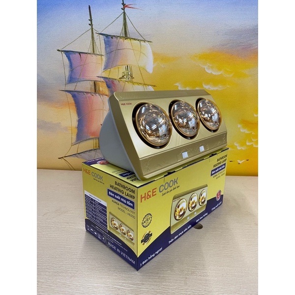 Máy Sưởi Nhà Tắm HE COOK - Đèn Sưởi Nhà Tắm BH 3 Năm Chống Chói, Chống Nước Công Nghệ Hàn Quốc 2 & 3 Bóng