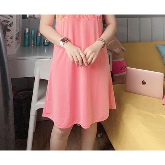 Đầm ngủ mặc nhà thun lạnh OoKi Đầm ngủ nữ 2 dây nâng ngực dáng suông