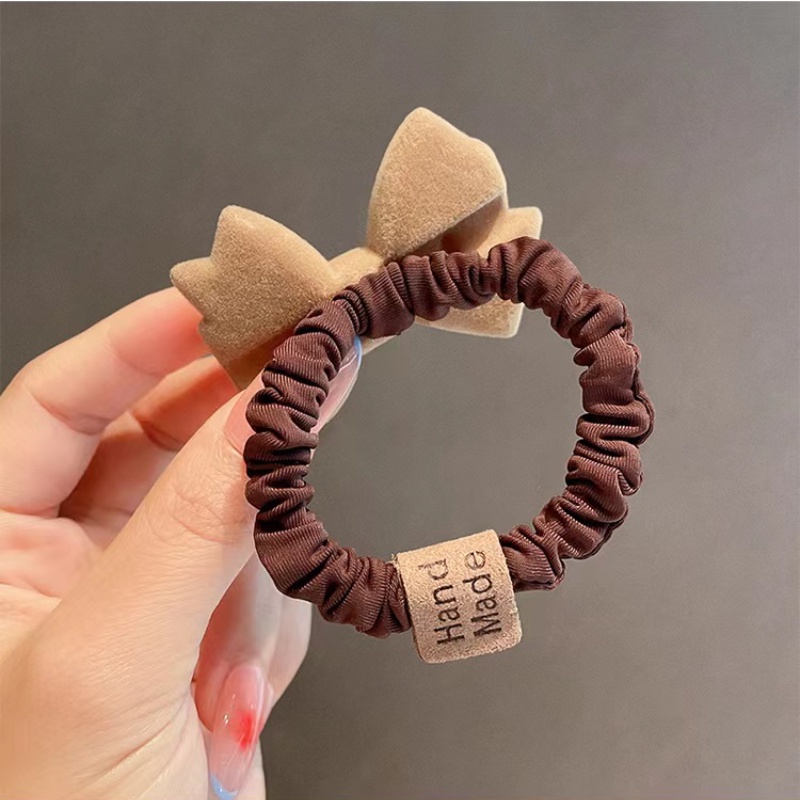 Dây buộc tóc Seagloca vải flocking đính nơ đáng yêu cho bạn gái