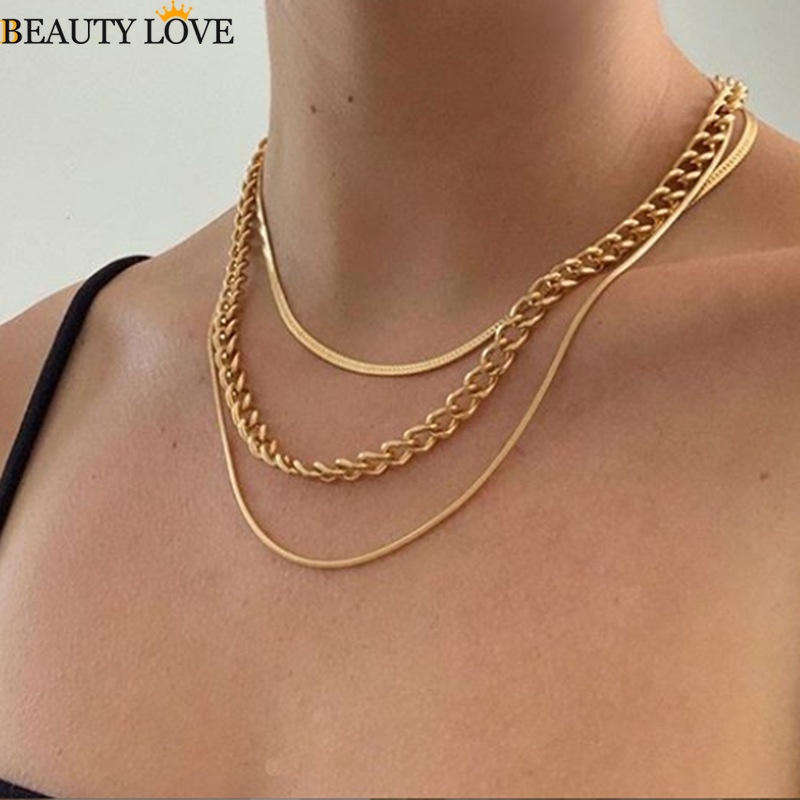 Vòng cổ Nhiều Lớp Hình Rắn Phong Cách Bohemian Bằng Hợp Kim Vàng / Bạc Thanh Lịch Cho Nữ