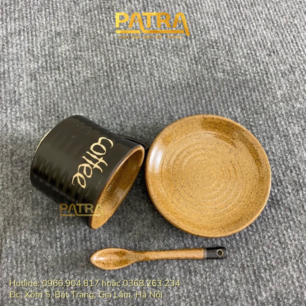Set tách cafe, cà phê quai tam giác kèm đĩa tách trà Bát Tràng