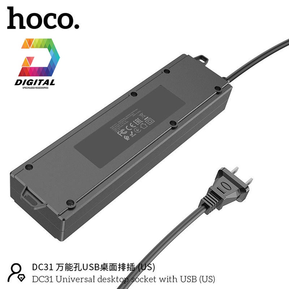 Ổ Cắm Điện Đa Năng Có Cổng USB Hoco DC31 2500W Chính Hãng