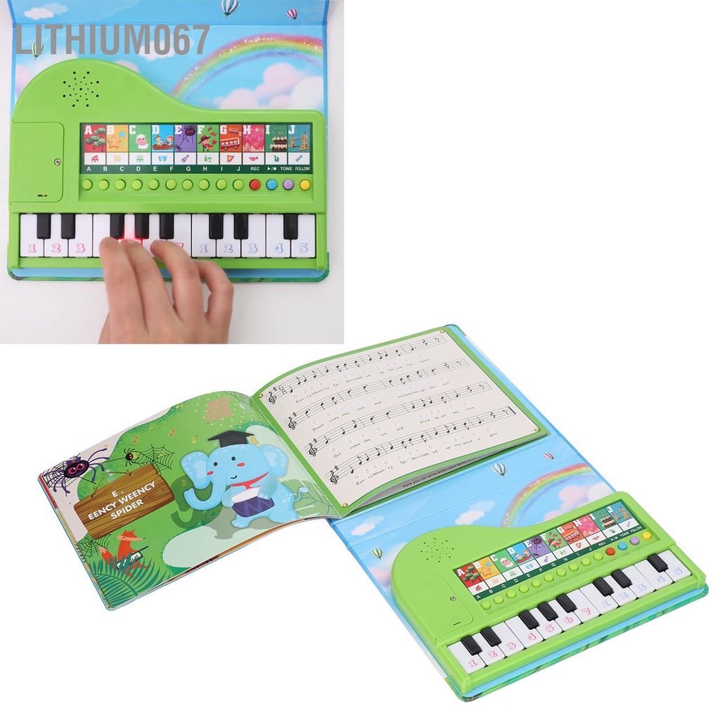 Lithium067 Sách đồ chơi đàn piano Chức năng ghi âm giáo dục Quà tặng trẻ em Đồ nhạc cho mới biết đi có phím sáng 3 tuổi trở lên